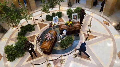Former President Biden joins mourners as Melissa Hortman lies in state