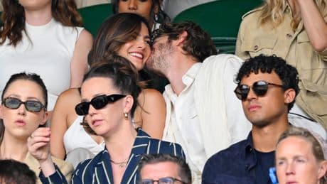 Andrew Garfield and Monica Barbaro get handsy as they debut romance at Wimbledon