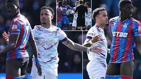 Bizarre moment footballer pulls down rival's SHORTS in heated exchange during Crystal Palace's 0-0 draw with Bournemouth