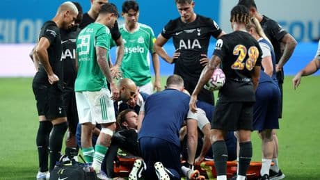 James Maddison leaves friendly on stretcher in major blow to Tottenham before new season