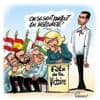 Le dessin de Chaunu : Marine Le Pen s’en prend à l’Union européenne lors d’un meeting en France