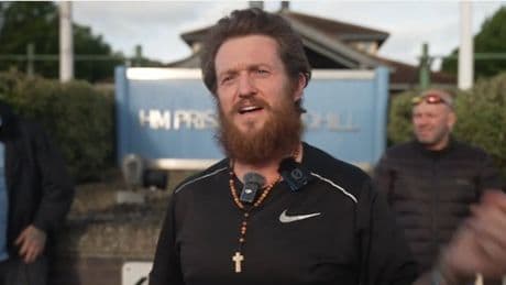 Tommy Robinson released from prison with a new bearded look