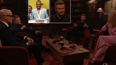 David Beckham watches Champions League thriller with friends Stanley Tucci and Guy Ritchie and reveals little-known Man United row that lead to Real Madrid move