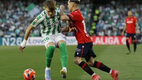 El Betis empata con Osasuna y se complica sus opciones de entrar en Champions