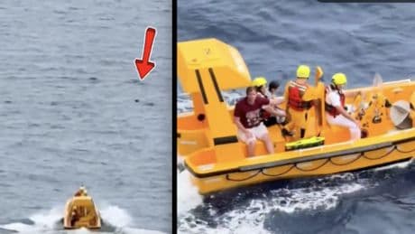 Bambina cade dalla nave da crociera, il papà la salva tenendola a galla per 20 minuti