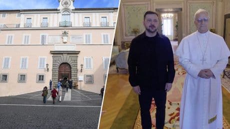 Zelenski bezoekt paus XIV in vakantieverblijf Castel Ganolfo