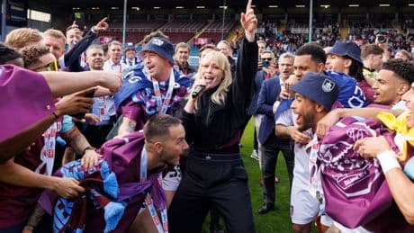 Burnley stars serenaded by chart-topping Noughties legend in surprise scenes following promotion to Premier League