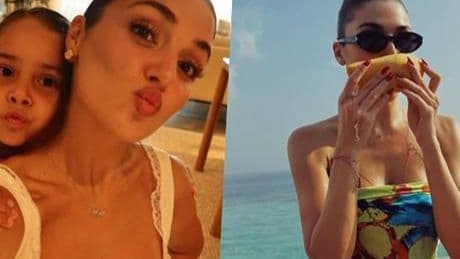 Teyze - yeğenin eğlenceli anları! Hande Erçel bu kez Bodrum'da