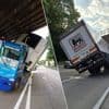Opnieuw rijdt vrachtwagen zich vast onder spoorwegbrug in Zellik