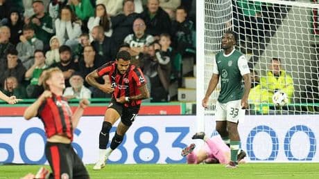 A KICK IN THE TEETH: Late overhead stunner knocks Hibs out of Europa League ... but David Gray expresses pride in his brave team