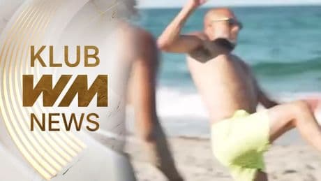 So sieht man ihn selten - Riskante Pep-Grätsche am Strand