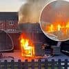 Moment woman's trendy firepit goes horribly wrong... and burns her neighbours' gardens down