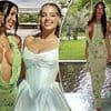 Would you wear this to a wedding? Influencer turns heads in VERY racy cleavage-baring frock to her best friend's nuptials