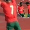 Cristiano Ronaldo's son, 14, scores his FIRST goal for Portugal and performs his father's iconic celebration before netting a brace with the U15s in Croatia
