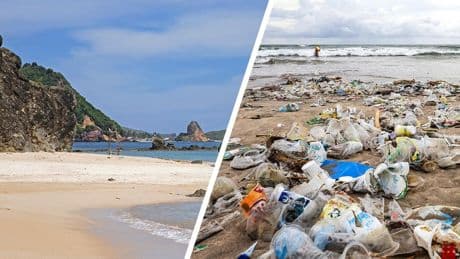Toeristen voelen zich bedrogen door enorme bergen afval op stranden Bali: ’Niet zoals de glamoureuze foto’s op internet’