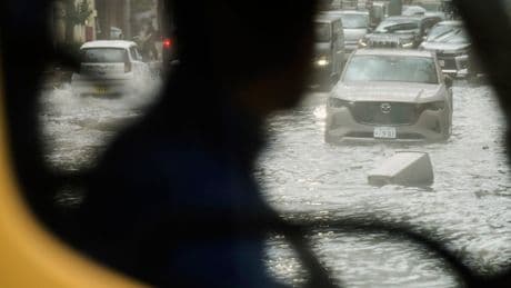 Sudden deluge of rain floods some streets and halts air and rail traffic in Tokyo