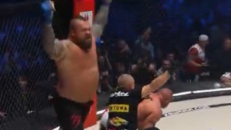 Eddie Hall destroys Mariusz Pudzianowski in just 30 SECONDS to win on MMA debut