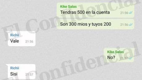 La Policía encuentra mensajes en el móvil de Kike Salas que lo implican en apuestas ilegales
