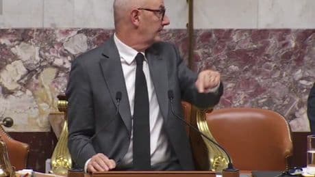 France’s prime minister’s speech interrupted by parliament leak as torrential storms batter Paris