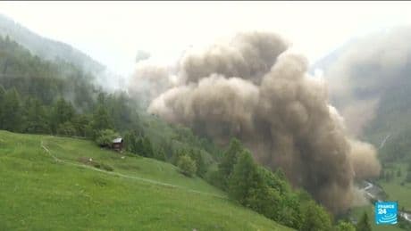In Switzerland, a glacier collapse destroys a village