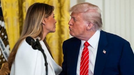 Trump shares rare moment of affection with Melania for being ‘almost too good’