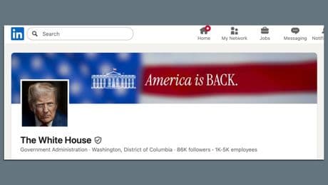 White House adds Trump photo to LinkedIn profile. It shows up on Obama's page