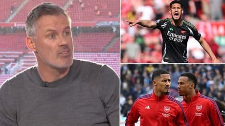 Jamie Carragher says William Saliba 'doesn't look same player' without Gabriel Magalhaes alongside him as he pinpoints what is 'lacking' from the Arsenal defender's game