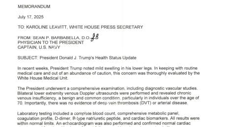 Read the White House Physician's Letter