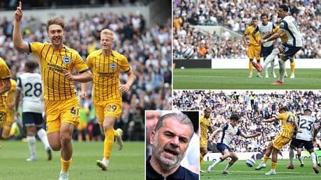 Tottenham 1-4 Brighton: Europa League winners finish abysmal Premier League campaign in 17th as Seagulls' second-half blitz condemns Spurs to a 22nd top-flight defeat