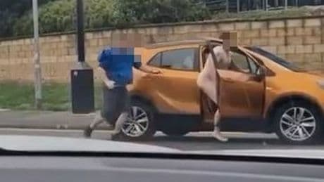 Naked man 'attacks driver' at roundabout as terrified children watch from car