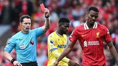 Why was Gravenberch sent off v Crystal Palace and will Liverpool midfielder serve ban next season?