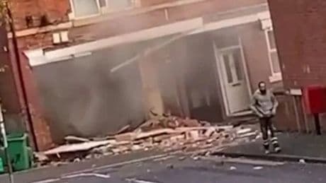 Shocking moment cowboy builder seen walking from house he exploded