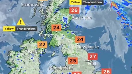 Mapped: Where thunderstorms will hit parts of the UK
