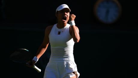 Emma Raducanu wins all-British battle with Mimi Xu in Wimbledon opener
