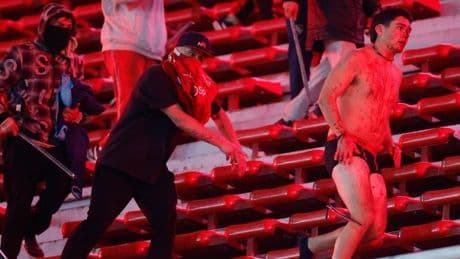 Radicales argentinos y chilenos se lían a palos y pedradas en una batalla campal en pleno partido