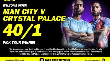 Man City vs Crystal Palace: Get 40/1 for either side to win FA Cup  final in 90 mins with Parimatch