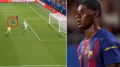 Marcus Rashford produces early contender for miss of the season in Barcelona's 5-0 demolition of Cesc Fabregas' Como