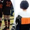 Wheelchair-bound woman's daughter rushes to defend her at kids' footy match - and allegedly gets punched in the face so hard she had to be hospitalised