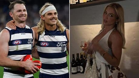 Bailey Smith makes good on his VERY cheeky comments after huge Geelong finals win, with no Tammy Hembrow in sight
