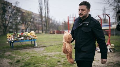 Volodymyr Zelensky hits out at Russian attackers who killed 34 civilians as 'deranged scum'