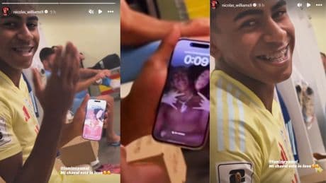 Lamine Yamal rompe los rumores de ruptura con Nicki Nicole: &quot;¿Por qué sonríes al móvil, hermano?&quot;