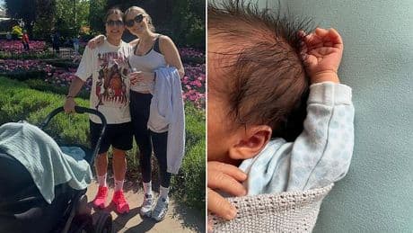 Sam Kerr and Kristie Mewis step out with their baby boy Jagger for the first time as he meets his grandparents