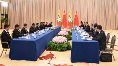 Myammar's military government chief has first meeting with China's leader since taking power in 2021