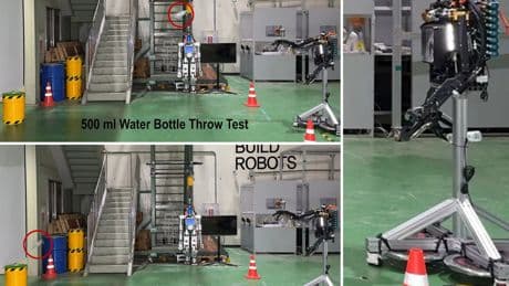 Robot tosses water bottle into  barrel from across the room to pass key disaster relief test