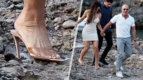 Ohne High Heels? Nicht mit Lauren! - Frau Bezos stakst über Ibiza