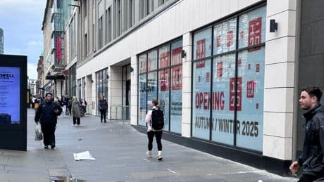Signage appears ahead of UNIQLO store opening in Scottish city