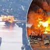 Moment Russia bombs key Ukrainian bridge in Kherson after mass drone strike hit tourist resort Sochi