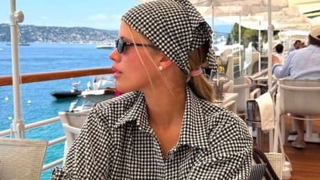 Sofia Richie’s gingham co-ord and matching £25 headscarf nail summer’s ‘picnic-core’ trend