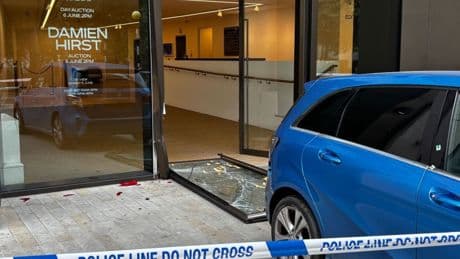 Urgent hunt for ‘ram raid’ suspect after car ‘ploughed into posh London auction house’ teeming with jewels & paintings