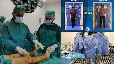 Gruesome photos show the reality of leg lengthening procedures which can see people 'grow' taller by up to 5 INCHES